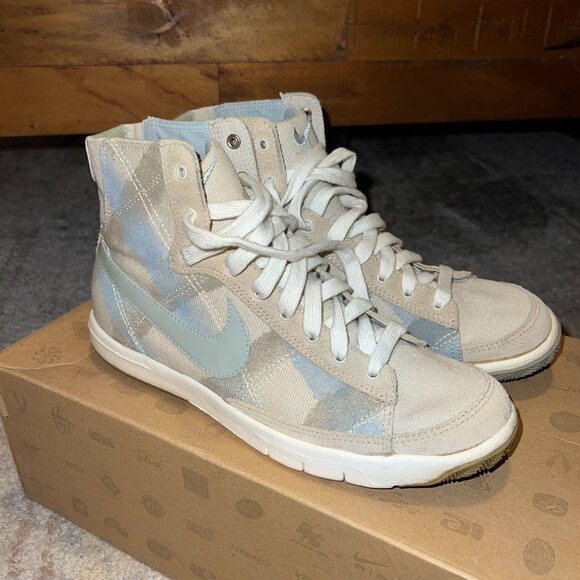 Wmns Nike Blazer Mid, Canvas Sneakers, Blue/Tan/Grey Sz 7, Vintage 2008-2009 - Picture 5 of 7